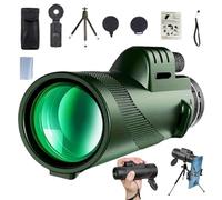 Stscope360 Monocular, Stethoscope 360 Monocular Scope Set For Adults Long Range, Portable Hd Night Vision Long Range With Phone Adapter & Tripod For Bird Watching Camping Travelling (80 * 100-green)