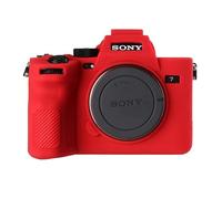 STSEETOP Camera Case for Sony A74 A7M4 A7IV- Protective Silicone DSLR Skin Cover, Detachable Cage, Shockproof, Dustproof (Red)