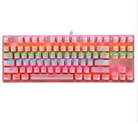 Stsmcl Keyboard Mechanical Keyboard Cable TV Game Desktop Computer Notebook 87 Key churoform Keyboard (Color : Pink)