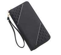 Stsmcl Wallet Korean Version of The Embroidered Fashion Zipper Bag Multi-Card Clutch Bag Women's Wallet New Ladies Wallet Long Section (Color : Black)