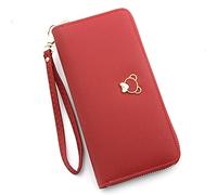 Stsmcl Wallet Multi-Card Clutch Bag Ladies Wallet Fashion Korean Version of The Bear Pull Chain Bag New Ladies Wallet Long Section (Color : Red)