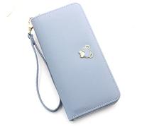 Stsmcl Wallet Multi-Card Clutch Bag Ladies Wallet Fashion Korean Version of The Bear Pull Chain Bag New Ladies Wallet Long Section (Color : Blue)