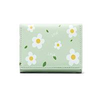 Stsmcl Wallet New Print Wallet Female Short Paragraph Three-fold Fashion Wallet Small Fresh Day Korean Version of The Wallet Ladies Wallet (Color : Green)