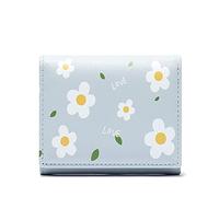 Stsmcl Wallet New Print Wallet Female Short Paragraph Three-fold Fashion Wallet Small Fresh Day Korean Version of The Wallet Ladies Wallet (Color : Blue)