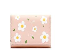 Stsmcl Wallet New Print Wallet Female Short Paragraph Three-fold Fashion Wallet Small Fresh Day Korean Version of The Wallet Ladies Wallet (Color : Pink)