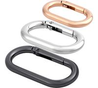 STSTR 3 PCS Oval Spring Ring Clips, 3 Colors Metal Keyring Purse Clip, Heavy Duty Opening O Ring Carabiner for Keychains, Buckle Clasp for Backpacks, Purse, Keys, Bag Strap (1.3"/1.73"/1.97")
