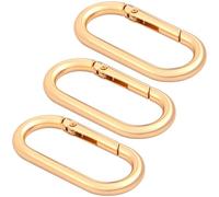 STSTR 3 PCS Oval Spring Ring Clips, Light Gold Metal Keyring Purse Clip, Heavy Duty Opening O Ring Carabiner for Keychains, Buckle Clasp for Backpacks, Purse, Keys, Bag Strap (1.97 × 0.94 Inch)