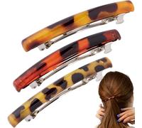 STSTR 3PCS French Barrette Hair Clips for Women, 2.5 Inch Small Tortoise Shell Hair Clip, Curved Glossy Thin Hair Flat Hair Accessories for Women (3 Colors) - Style 3