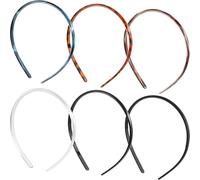 STSTR 6 Pcs 8 mm Anti-Slip Plastic Headbands for Women, 6 Colors Plastic Thin Headband with Teeth, Non-Slip Fashion Comfortable Hair Band Accessories for Daily Office Gym