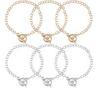 STSTR 6 PCS Bracelet Chain for Jewelry Making, Alloy Chain Link Bracelet with OT Buckles for Women Men, Simple Charm Chain Bracelet for Daily, Party, DIY Crafts - Gold, Silver
