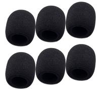 STSTR 6PCS Foam Microphone Covers, Black Microphone Windscreens, Elastic Thickened Replacement Mic Cover Foam for Handheld Microphone, Stage Microphone