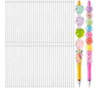 STSTR 70PCS Beadable Pen Extender Rods, 117mm Beaded Metal Rods, Silver