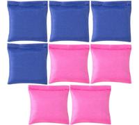 STSTR 8 Pcs Mini Bean Bags for Tossing Games, 1.97 Inches Canvas Cornhole Bags, Small Bean Bag Toss for Outdoor Sports Party DIY Crafts - Blue, Red