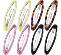 STSTR 8PCS Snap Barrettes for Women, Oval Large Snap Hair Clips, 4 Colors