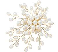 STSTR Pearl Brooch for Women, Large White Flower Blooming Brooch Pins, Statement Pearls Floral Brooches Pins Decoration for Wedding Party Jewelry Accessories, 1PC