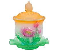 STSTS Buddhist Water Offering Bowl,Buddha Lotus Water Supply Cup Glass Bowl Holy Water Cup Guanyin Cup Plate Buddhist Supplies