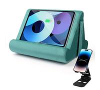 Sttargxing Multi-Angle Tablet Stand with Soft Pad Cushion and Net Pocket - Universal Phone and Pad Holder for Lap, Knee, Sofa and Bed (Light Blue)
