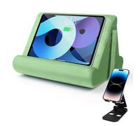 Sttargxing Universal Multi-Angle Tablet Holder - Soft Pad Stand With Net Pocket & Black Phone Stand For Lap, Knee, Sofa and Bed(Green)