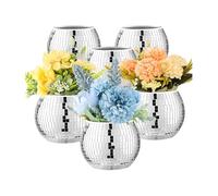 Stthherk 6 Pcs Disco Ball Vase Disco Ball Planter for Centerpieces Disco Ball Decor Flower Vase with Mirror Glass for Wedding