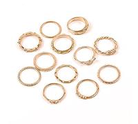 Sttiafay 12PCS Bohemian Knuckle Rings Set Vintage Knotted Carved Rhinestone Stacking Joint Rings Index Midi Finger Rings Set DIY Jewelry Gifts for Women and Girls