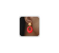 Sttiafay Acrylic Oval Drop Earrings Red Acrylic Circle Earrings Hollow Round Resin Dangle Earrings Chunky Round Hoop Earrings Statement Geometric Earrings Jewelry for Women, Zinc, No Gemstone