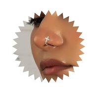 Sttiafay Boho Crystal Cross Nose Ring - Gold Tiny U Shape Clip On Nose Cuff Cross Stud Jewelry for Women, Stainless Steel, no gemstone