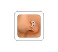 Sttiafay Boho Crystal Moon Nose Ring Cz Moon Fake Nose Ring Gold Fake Septum Nose Ring U Shape Clip on Nose Ring Bendable Tiny Moon Crescent Nose Ring Stud Jewelry Women