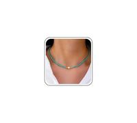 Sttiafay Boho Tiny Seed Beaded Necklace Small Bead Choker Necklace Pearl Pendant Necklace Chain White Rice Bead Collar Necklace Jewelry for Women, Zinc, No Gemstone