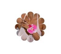 Sttiafay Large Flower Finger Ring Bracelet Pearl Beaded Hand Chain Bracelet Pink Fabric Orchid Flower Bracelets Pearl Slave Wrist Wedding Chain Jewelry for Women, Lagre, Zinc, no gemstone