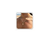 Sttiafay Lightning Pendant Necklace Gold Lightning Bolt Necklace Long Sweater Charms Rope Chain Jewelry for Women Men, Zinc, No Gemstone