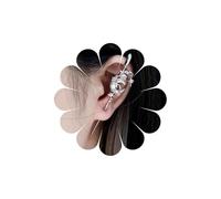 Sttiafay Star Moon Ear Hook Earrings Moon Ear Wrap Crawler Cuff Earrings Star Needle Piercing Hook Earring Goth Black CZ Crescent Earring Jewelry for Women, Zinc, No Gemstone