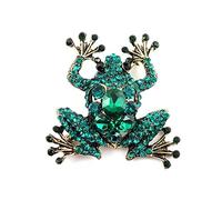 Sttiafay Vintage Crystal Dragonfly Brooch Fashion Animal Enamel Brooch Pin Handmade Statement Brooch for Unisex Clothing Corsage (Frog), Clear, Green