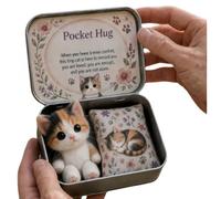 Sttlejura Cat Keepsake Tin, Mini Plush Kitten with Message Pillow，Calico