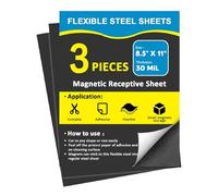 STTMGN Metal Sheets for Magnetic Receptive with Adhesive Backing,30 Mil Thick,8.5x11,Peel and Stick Steel,Flexible Sheet for Magnets-3 Piece