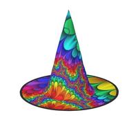 sttung Bright Color Print Halloween Witch Hat - Oxford Cloth, Collapsible, for Party/Carnival/Masquerade