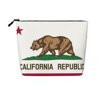 sttung California State Flag Print Single Layer Imitation Linen Makeup Bag Women Zipper Travel Toiletry Pouch