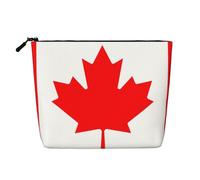 sttung Canadian Flag Print Single Layer Imitation Linen Makeup Bag Women Zipper Travel Toiletry Pouch