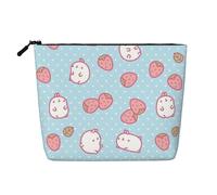 sttung Cartoon Character Strawberry Print Single Layer Imitation Linen Makeup Bag Women Zipper Travel Toiletry Pouch