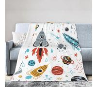 sttung Cartoon Rockets Print Premium Ultra-Soft Micro Fleece Blanket - Anti-Pilling Air Conditioning Throw for Bed, Sofa, Camping & Travel