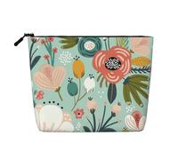 sttung Colorful Flora Print Single Layer Imitation Linen Makeup Bag Women Zipper Travel Toiletry Pouch