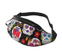sttung Colorful Flower Skulls Print All-in-One Waist Pack for Hiking,Travel and Running Enthusiasts