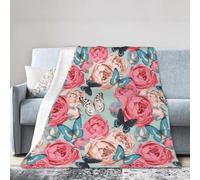 sttung Colorful Flowers Print Premium Ultra-Soft Micro Fleece Blanket - Anti-Pilling Air Conditioning Throw for Bed, Sofa, Camping & Travel
