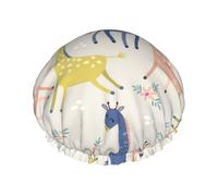 sttung Cute giraffe Print Double Layer Shower Cap Stylish​ Elastic Rim Shower Cap for Women Men