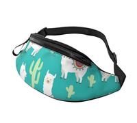 sttung Cute White Llama and Cactus Print All-in-One Waist Pack for Hiking,Travel and Running Enthusiasts