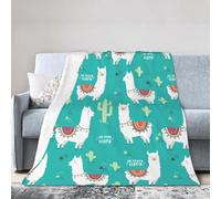 sttung Cute White Llama and Cactus Print Premium Ultra-Soft Micro Fleece Blanket - Anti-Pilling Air Conditioning Throw for Bed, Sofa, Camping & Travel