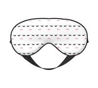 sttung Eyelash Lip White Print Travel - Friendly Sleep Soft Eye Mask: Compact, Lightweight, Adjustable Strap