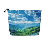sttung Farm Houses Windmill Tractor Print Single Layer Imitation Linen Makeup Bag Women Zipper Travel Toiletry Pouch