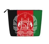 sttung Flag of Afghanistan Print Single Layer Imitation Linen Makeup Bag Women Zipper Travel Toiletry Pouch