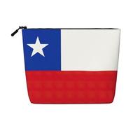 sttung Flag of Chile Print Single Layer Imitation Linen Makeup Bag Women Zipper Travel Toiletry Pouch