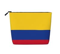 sttung Flag of Colombia Print Single Layer Imitation Linen Makeup Bag Women Zipper Travel Toiletry Pouch